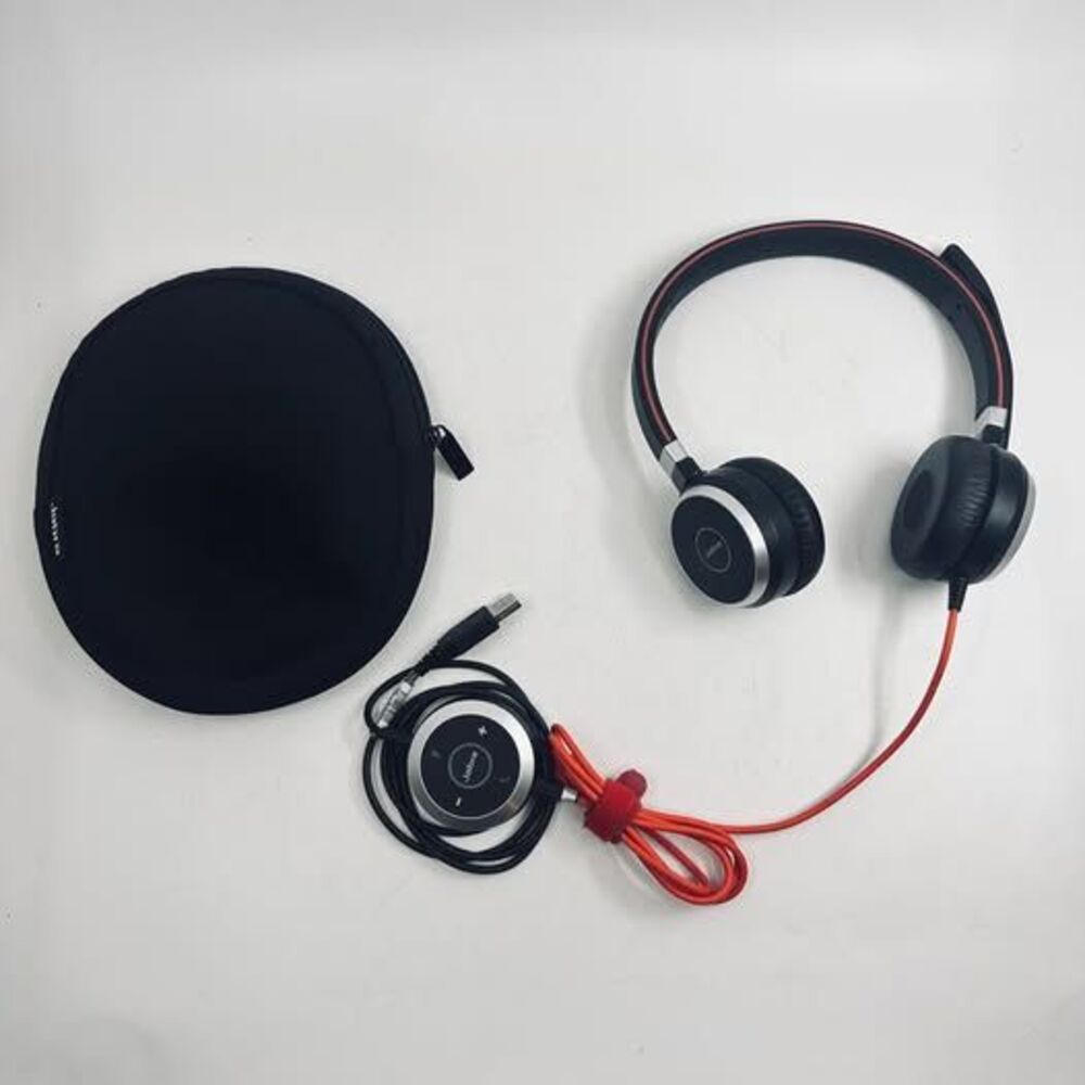 Jabra Evolve 40 UC Stereo Headset - ENC010 Link, USB, Case - Tested Working